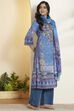 Blue Cotton Printed Straight Kurta Set image number 5