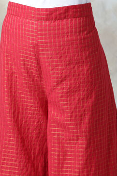 Red Cotton Straight Kurta Palazzo Suit Set image number 5