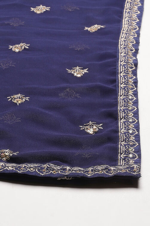 Blue Straight Art Silk Lehenga Set image number 6