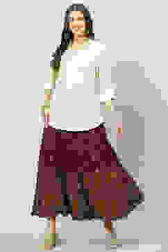 Brown LIVA Flared Skirt image number 5