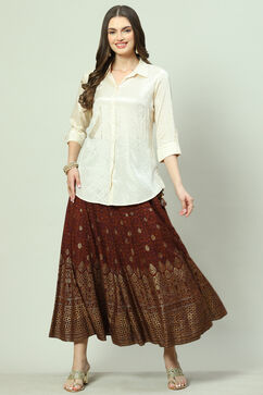 Brown LIVA Flared Skirt image number 5