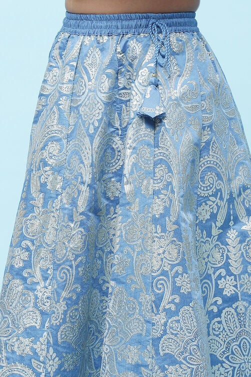 Blue Polyester Short Kurta Printed Suit Set image number 2