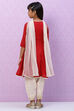 Red Poly Modal Girls Flared Kurta Salwar Suit Set image number 4