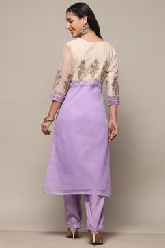 Lavender Cotton Blend Unstitched Suit set image number 6