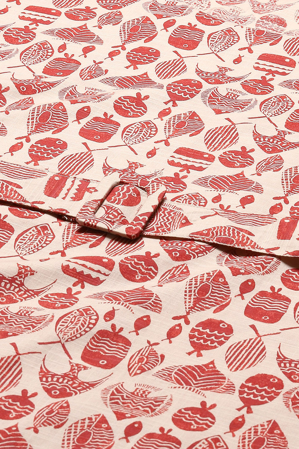 Coral Red Rayon Straight Printed Kurta image number 1