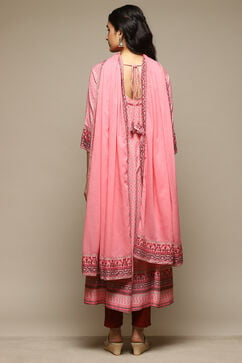 Pink Rayon Anarkali Kurta Churidar Suit Set image number 4