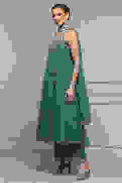 Emarlend Green Polyester Kalidar Printed Suit Set image number 3