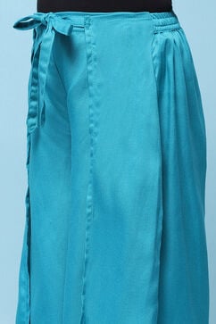 Turquoise Rayon Relaxed Pants image number 1