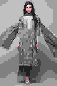 Blue Cotton A-Line Suit Set image number 0