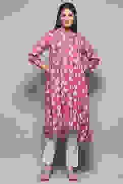 Purple Rayon Flared Yarndyed Kurta image number 0