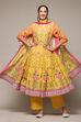 Yellow Cotton Anarkali Kurta Palazzo Suit Set image number 7