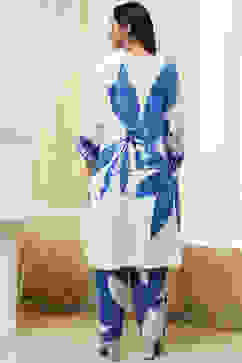 Indigo Blue and White Straight Co-ord Set image number 4