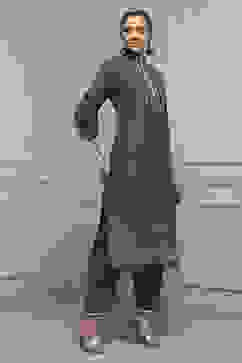 Grey Cotton Blend Woven Unstitched Suit Set image number 6