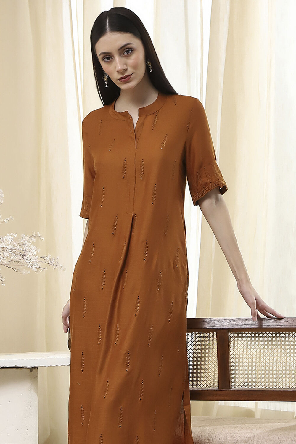 Blush Pink Straight Kurta Set image number 7