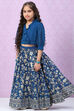 Blue Art Silk Flared Lehenga Set image number 0