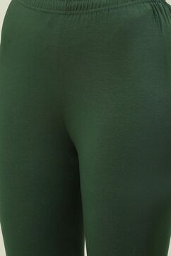 Forest Green Cotton Blend Solid Churidar image number 1