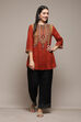 Brown LIVA Straight Printed Kurti