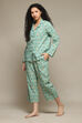 Navy Cotton Printed 2 Piece Sleepwear Set image number 3