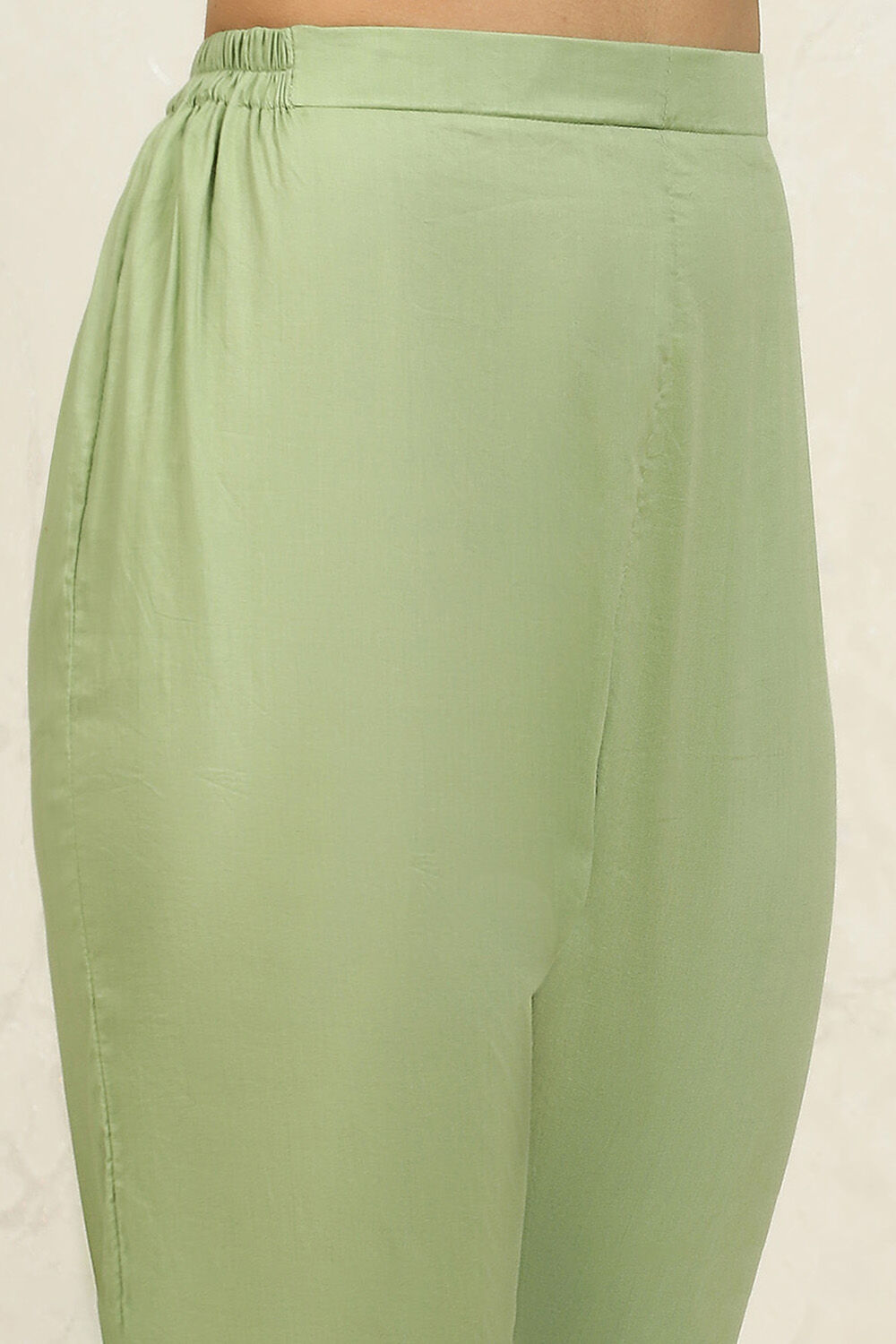 Light Green Chanderi Floral Printed Unstitched Suit Set image number 3