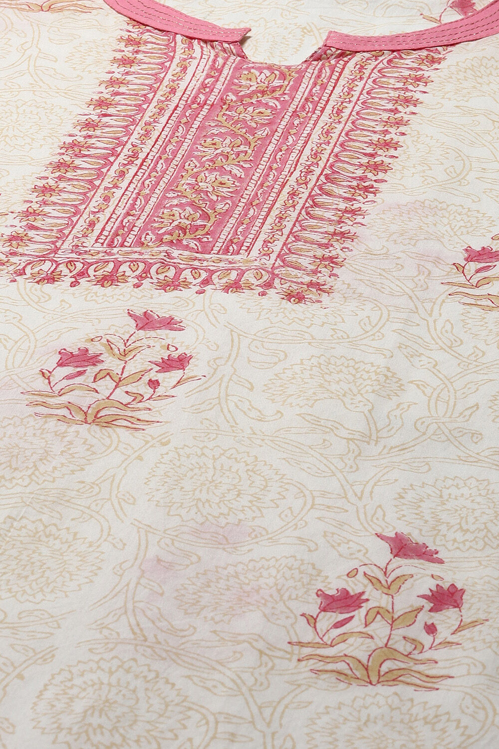 Pink Cotton Hand Embroidered Unstitched Suit Set image number 2