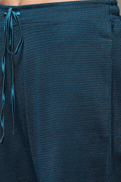Peacock Blue Acrylic Straight Kurta Pant Suit Set image number 2