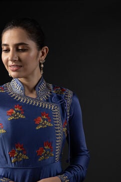 Rohit Bal Blue Cotton Silk Embroidered Suit Set image number 10