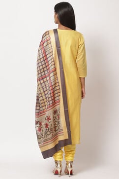 Yellow Chanderi Easy Stitch Suit Set image number 4