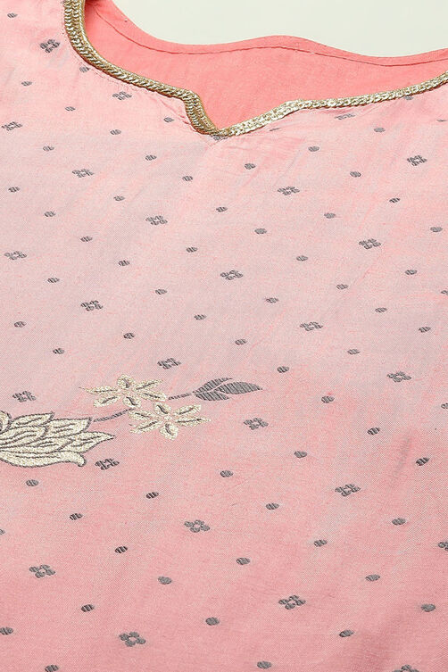 Blue Chanderi Unstitched Suit Set image number 2