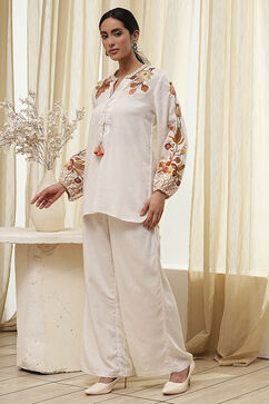 Natural Viscose Blend Straight Embroidered Fusion Set image number 3