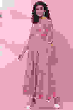 Onion Pink Cotton Printed Kurta Dress image number 2