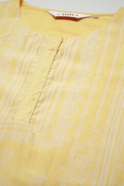 Yellow Viscose Straight Printed Kurta image number 5