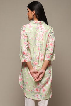 Mint Green Cotton Printed Shirt image number 4