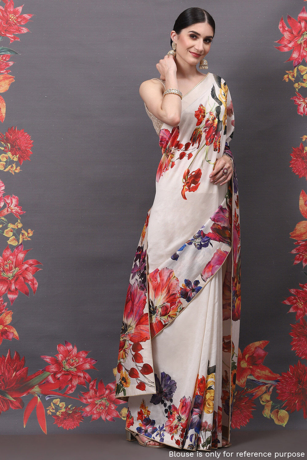 Rohit Bal Indigo Cotton Silk Printed Saree image number 2