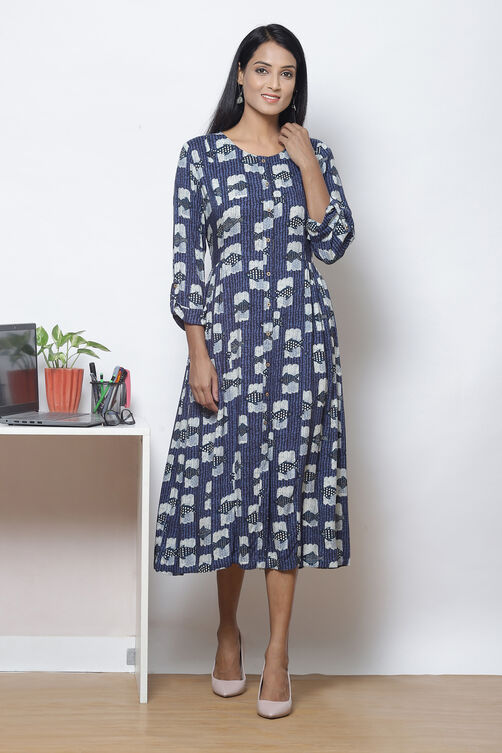 Maroon LIVA A-Line Fusion Dress image number 0