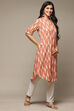 Orange Rayon Straight Printed Kurta image number 4