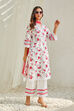 Off-White Cotton Printed Kurta & Palazzo Suit Set image number 5