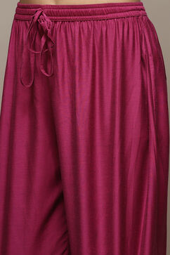 Fuschia Cotton Blend Straight Yarndyed Kurta Suit Set image number 2