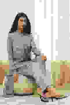 Grey Art Silk Straight Suit Set image number 0