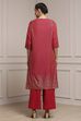 Turquoise Cotton Blend Printed Straight Suit Set image number 4