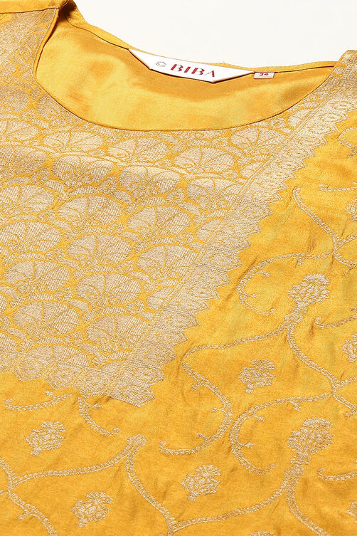 Mustard Viscose Blend Straight Kurta Palazzo Suit Set image number 1