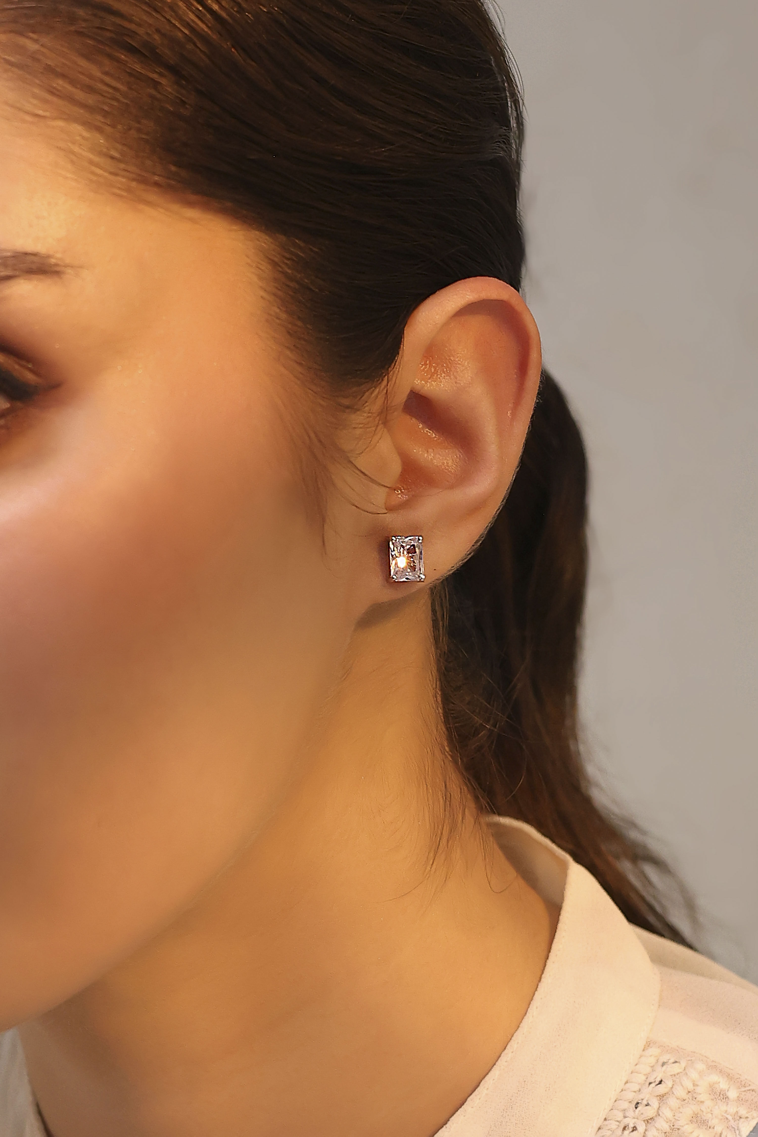 White Brass Cz Studs image number 1