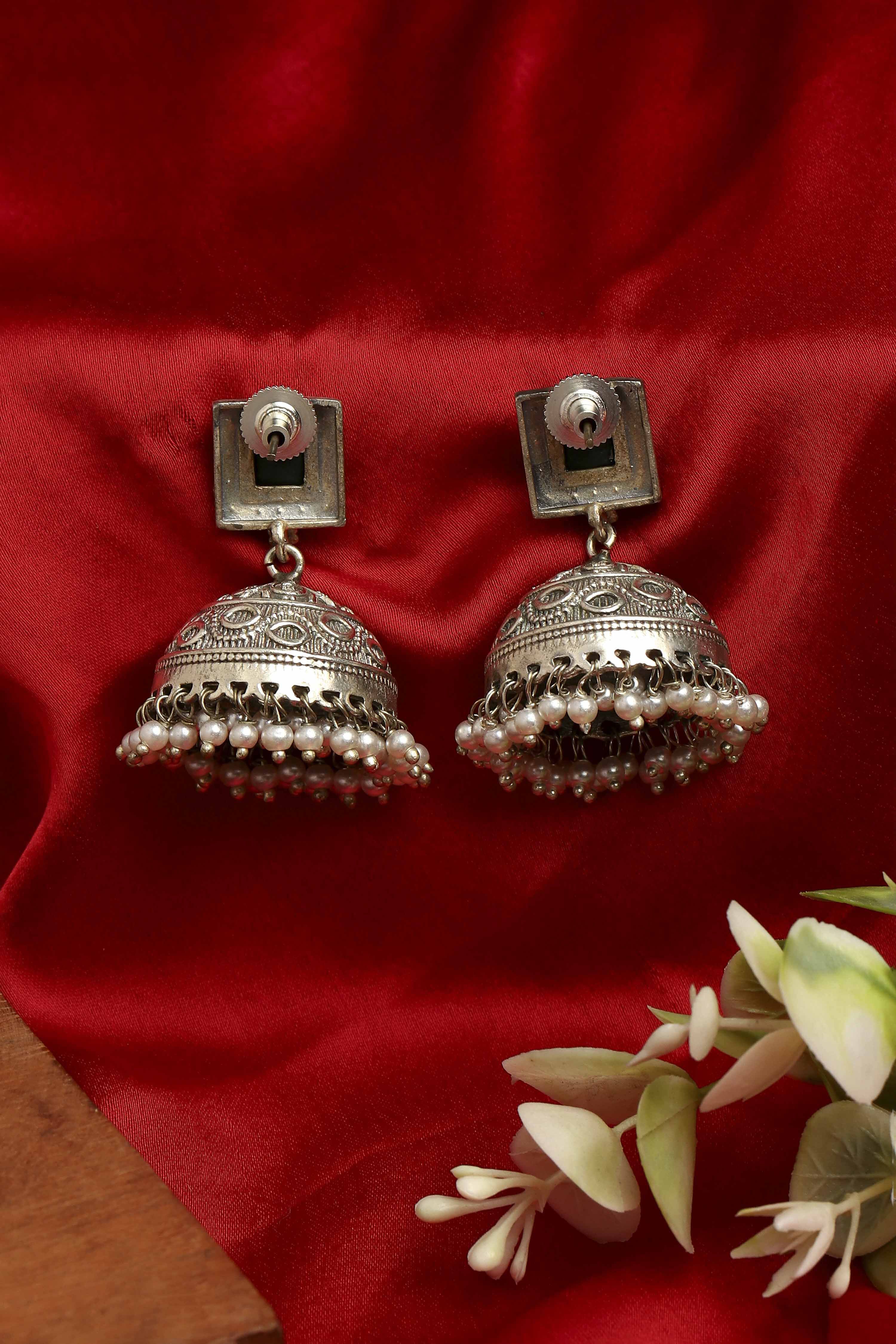 Green Brass Jhumka image number 2