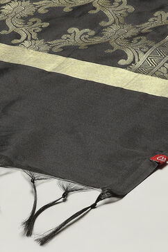 Black Silk Blend Yarndyed Dupatta image number 1