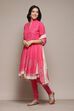 Turquoise Cotton Anarkali Solid Kurta Churidar Suit Set image number 4