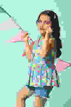 Blue Cotton Short Top image number 2