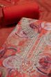 Peach-Colored Organza Rajasthani Print Unstitched Suit Set image number 1