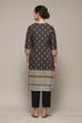 Charcoal LIVA Straight Printed Kurta image number 4