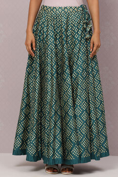 Teal Flared Cotton Skirts image number 2