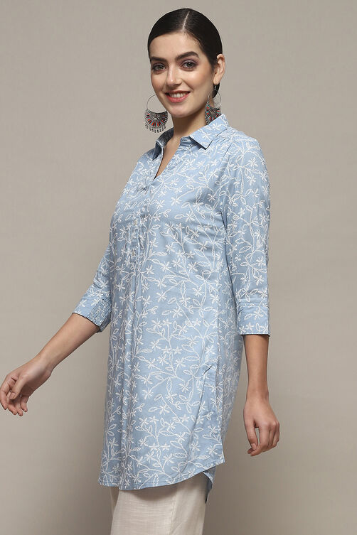 Sky Blue Rayon Straight Kurta image number 2