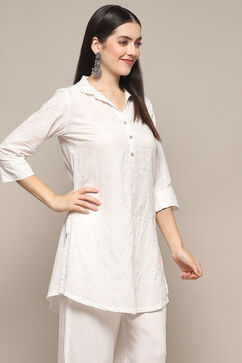 White Cotton Straight Top image number 4